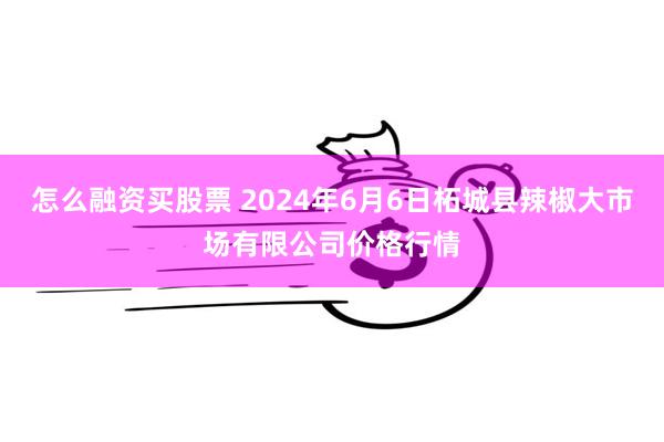 怎么融资买股票 2024年6月6日柘城县辣椒大市场有限公