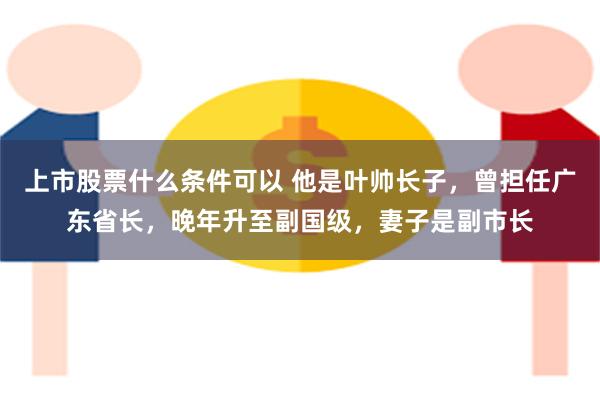 上市股票什么条件可以 他是叶帅长子，曾担任广东省长，晚年升至副国级，妻子是副市长