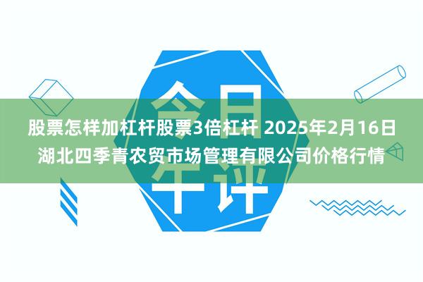 股票怎样加杠杆股票3倍杠杆 2025年2月16日湖北四季青农贸市场管理有限公司价格行情